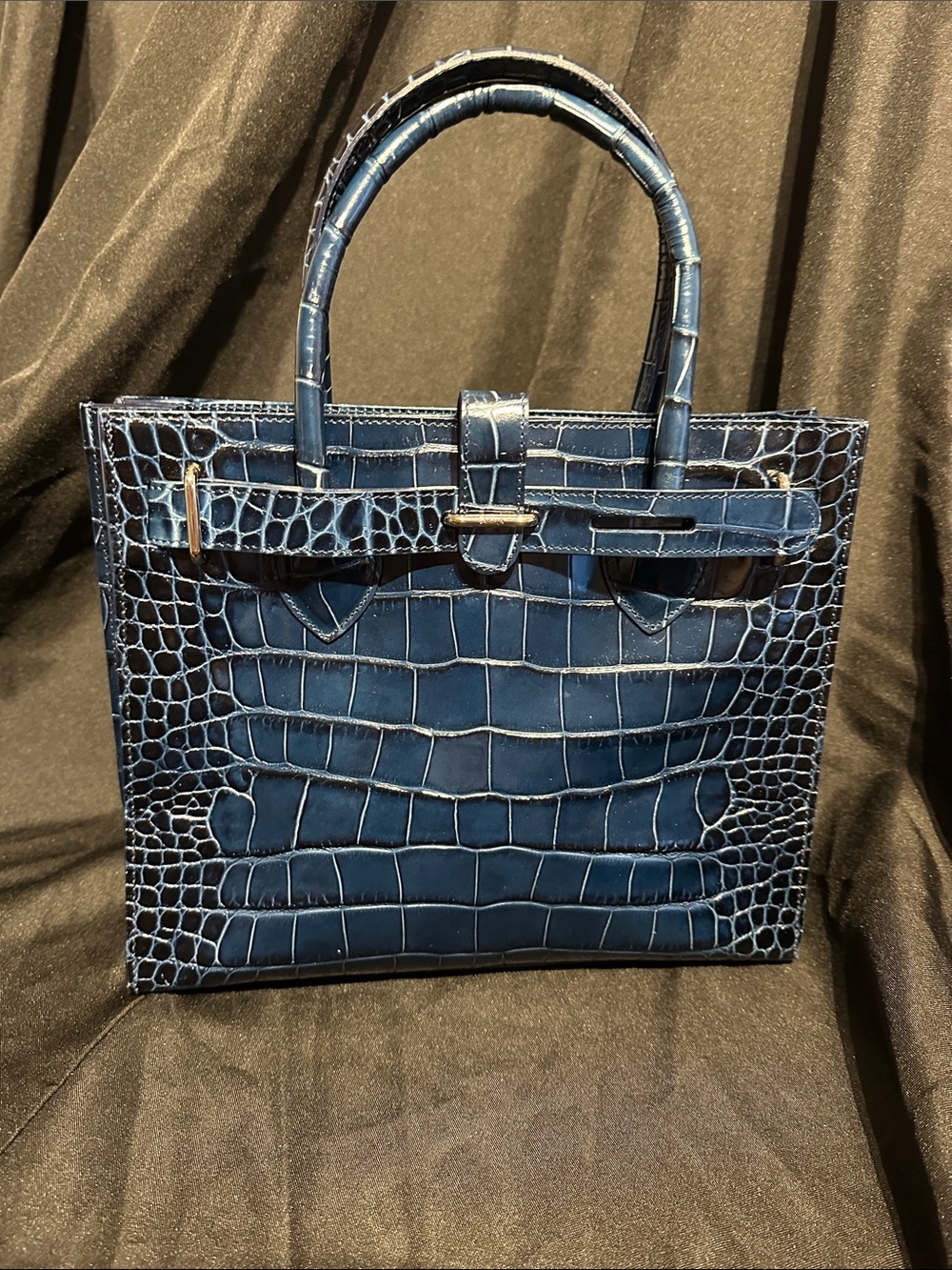 Furla Elegant Navy Croc-Embossed Tote Bag - Women's Handbag
